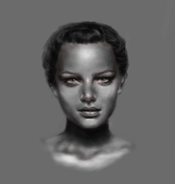 grayscale digital face portrait