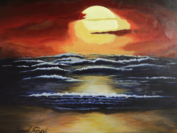 Acrylic Painting Seascape "Fire"