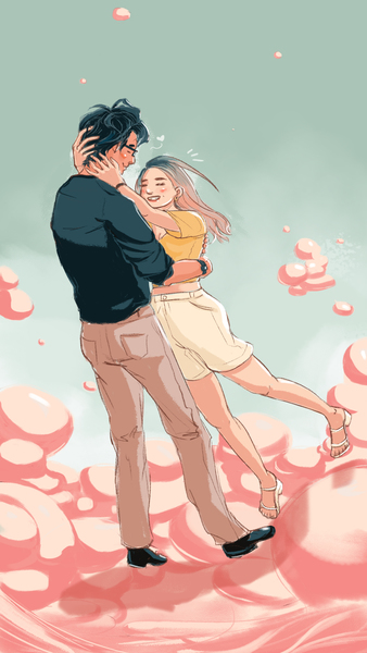 Full Body Coloured Couple Drawing