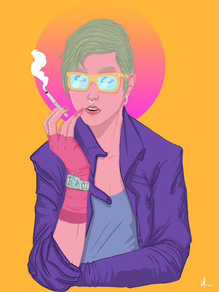 Colored semi realistic pop style Portrait