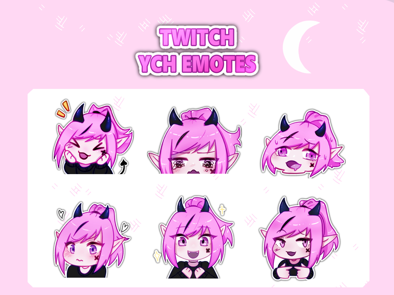 6 Twitch custom YCH emotes!
