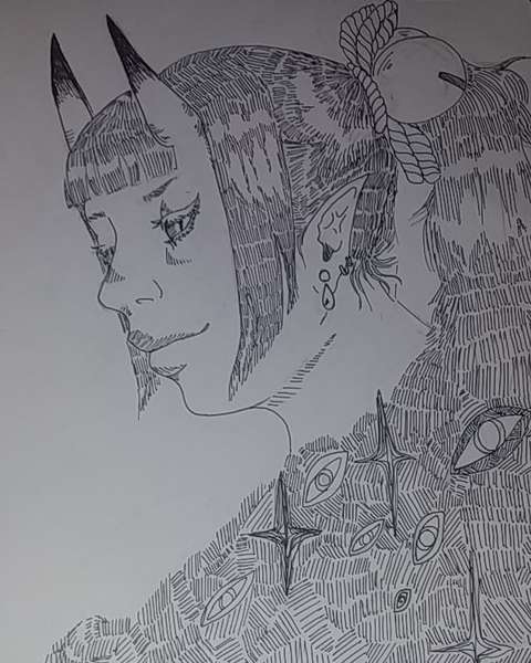ink highly detailed bust