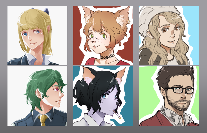 TWO colored icons/headshots