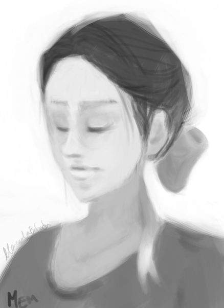 Gray-scale Female Portrait Sketch