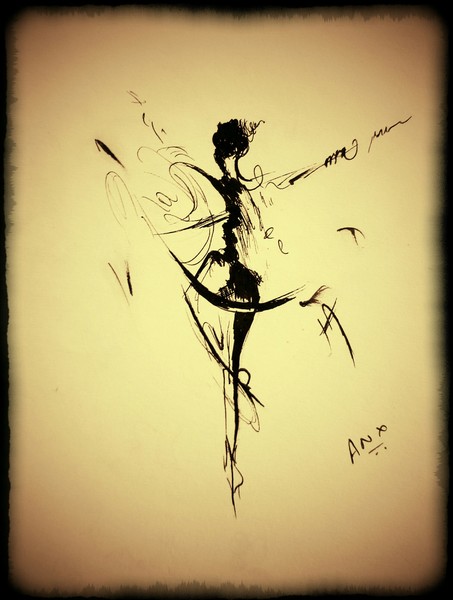 Abstract human gesture drawing in ink