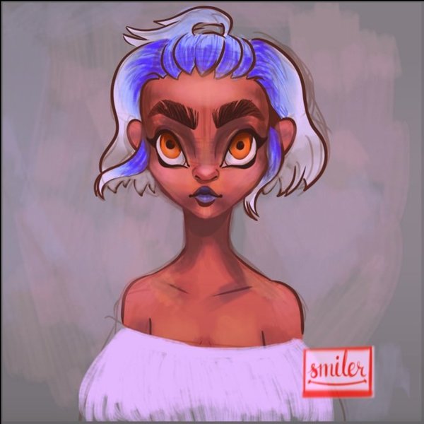 colored shaded face portrait sketch