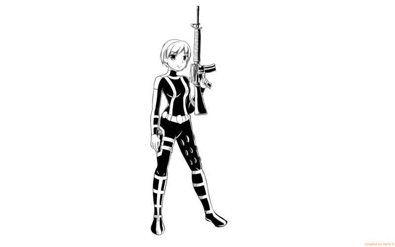Black and White single character in Manga style