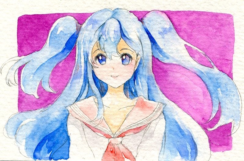 anime style water colour bust