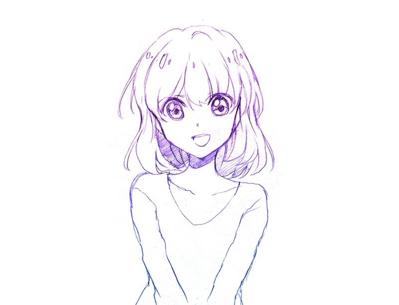 anime style sketch with coloured filter