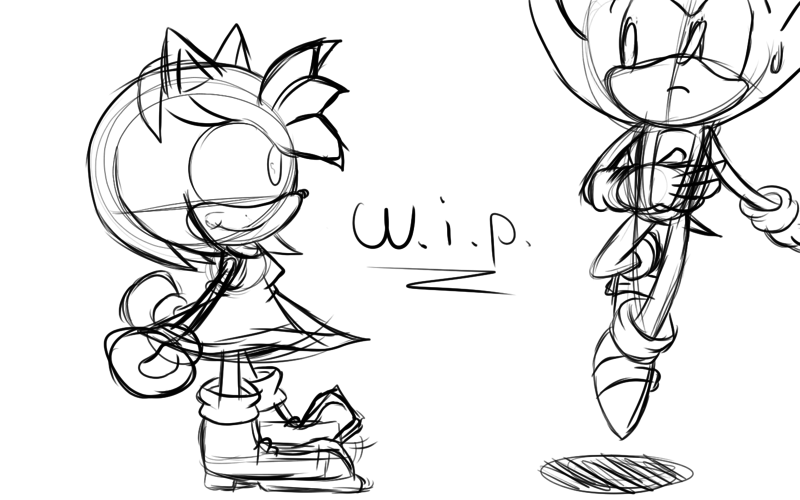 Sonic and OC Character(s)-Digital Sketch/Lineart