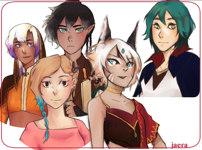 Colored lined busts