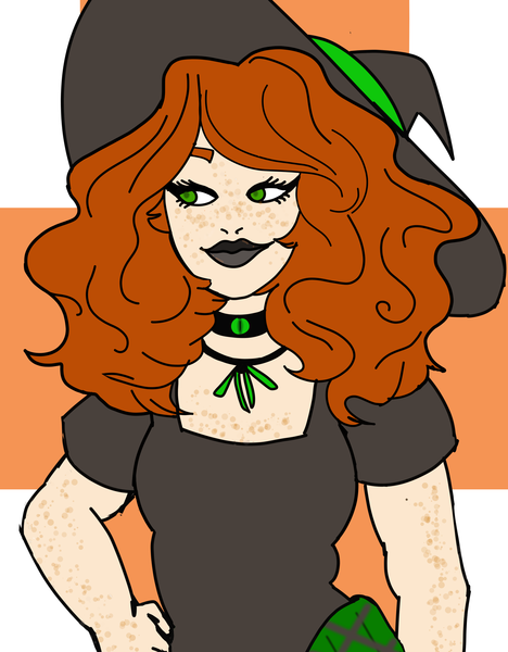 flat coloured witch full body