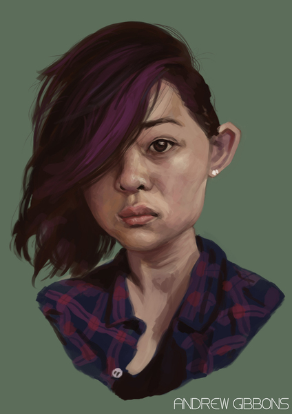 Colored Portrait Bust Sketch