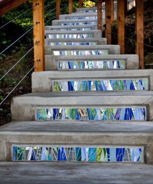 Mosaic stair risers