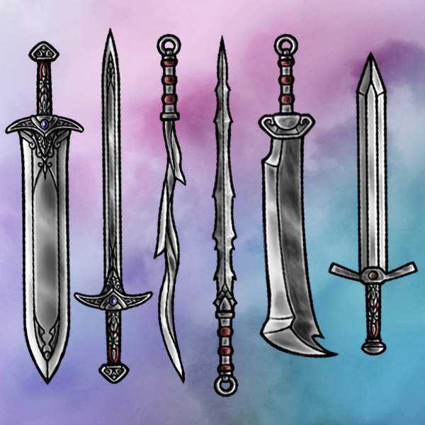 Colored weapons/equipment of any kind