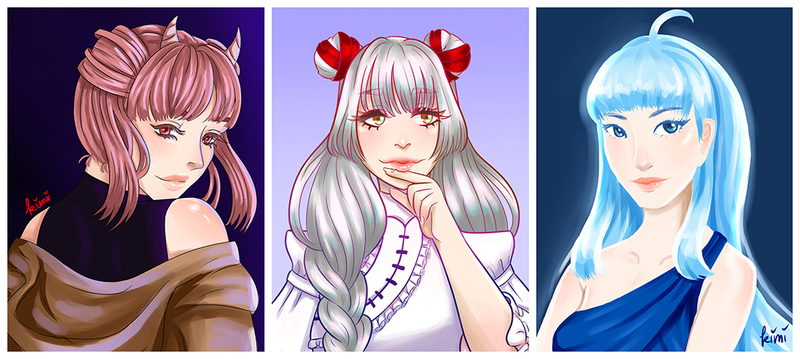 Anime-style digital busts