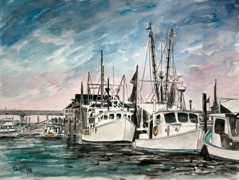 Boat Watercolor Painting - Drawing