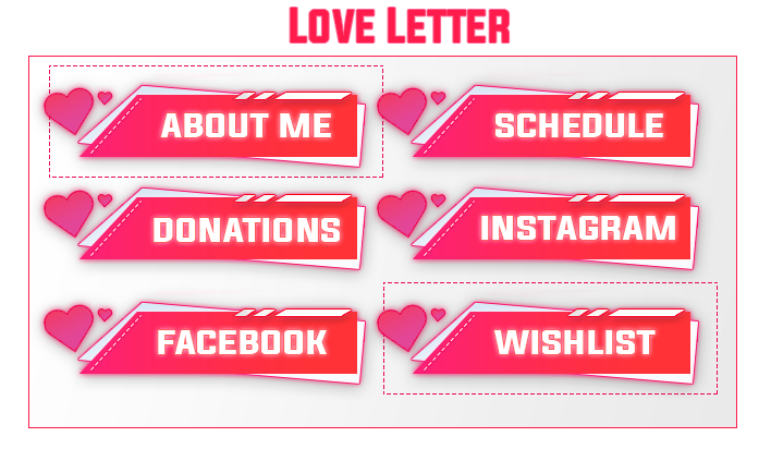 Premade Twitch Panels: Love Letter