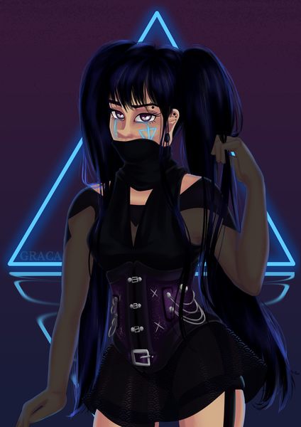 Colorful portrait Cyberpunk style