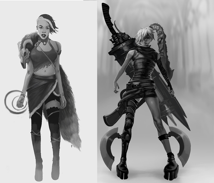 Digital Gray-scale Character Designs