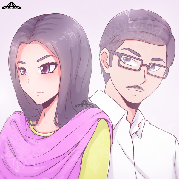I draw couple with anime style
