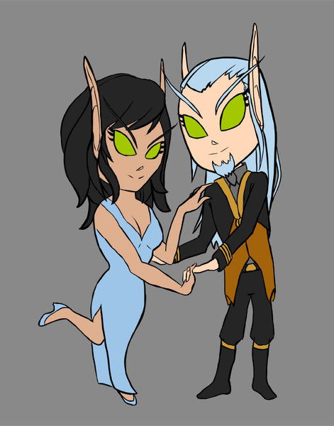 Chibi Couple Line Art With Color Flats