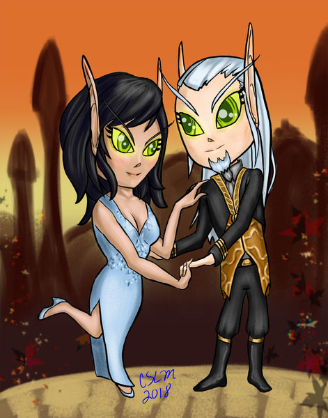 Chibi Couple With Rendered Color