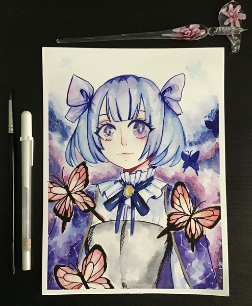 Watercolour anime portrait