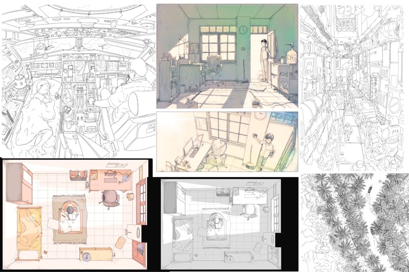 Detailed Scene & background Drawings