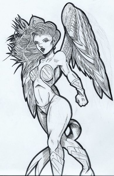 Full body shaded female angel 