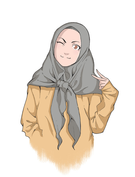 Hijab close up + flat color