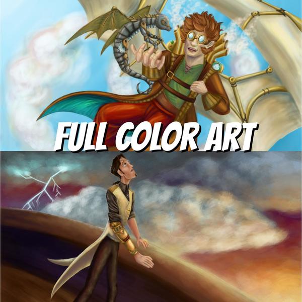 Full color character painting w/ background