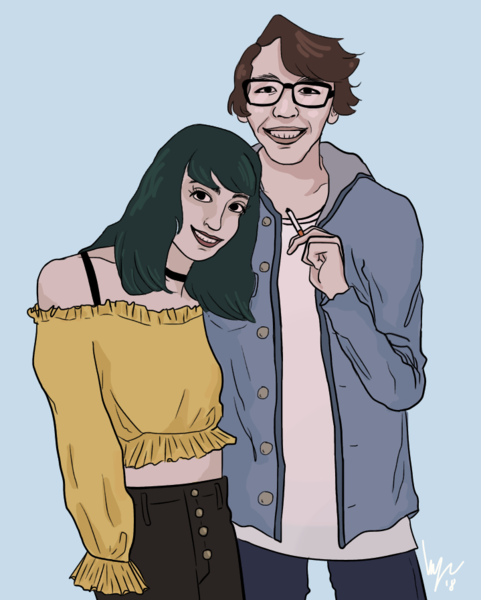 Colored couple waist-up