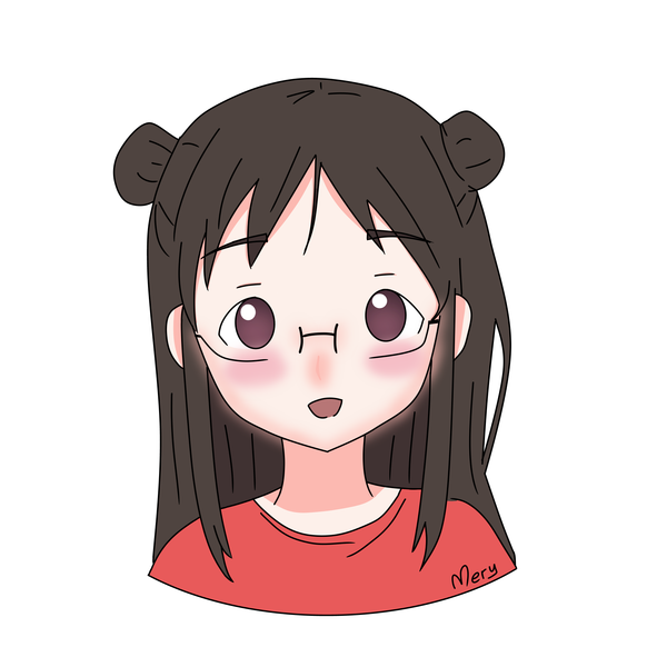 Headshot colored anime style girl