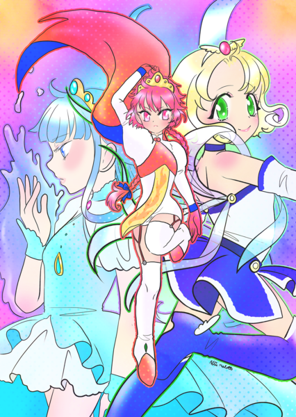 Colored screentone flat manga drawing