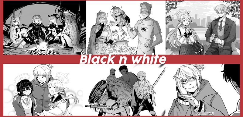 Black and White Clean Sketch Anime Style