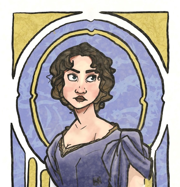 Art Nouveau-Inspired Bust (colored)