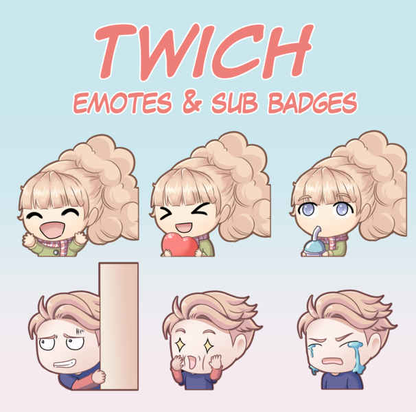 cute chibi emotes for twitch and vtubers