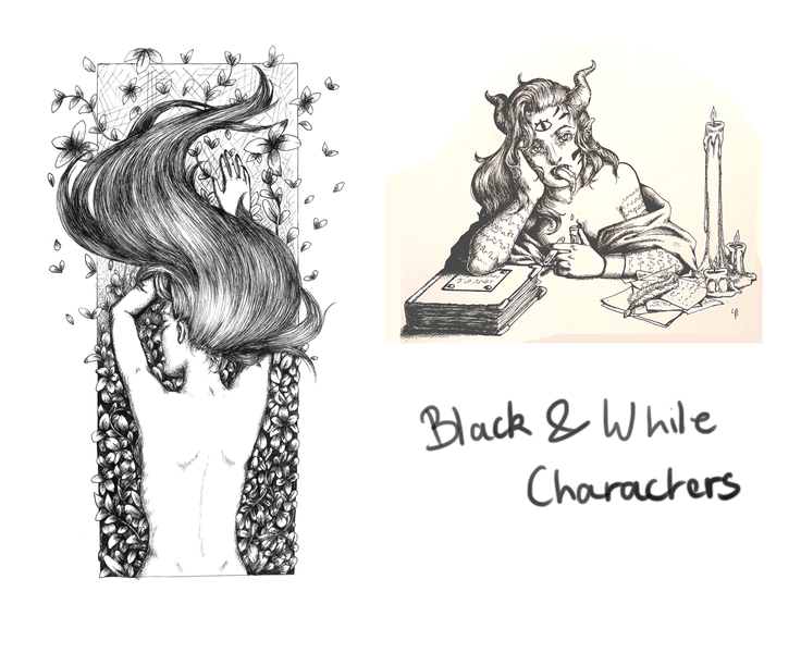 Black and white characters