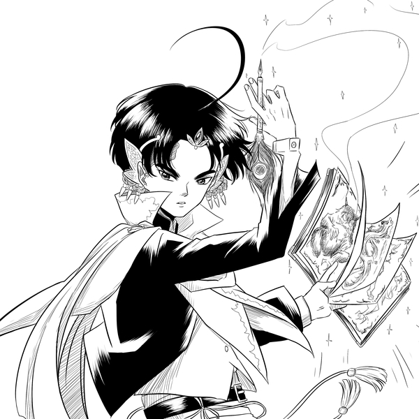 Black and White Manga Illustration 