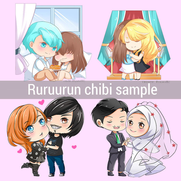 Full collored chibi couple