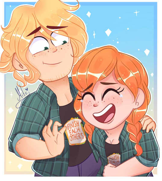 Half-body Couple Colored Drawing