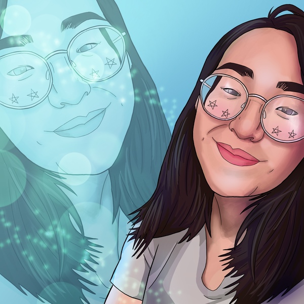 Colored portrait with simple background