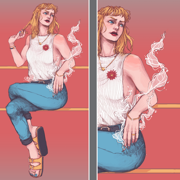 Colored full-body illustration