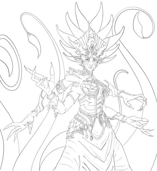 World of Warcraft lineart character