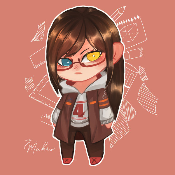 chibi full body digital painting